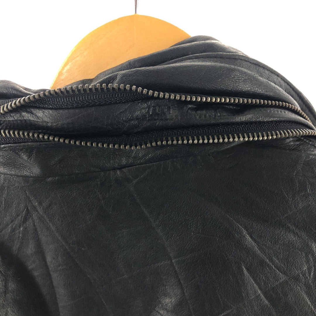 Padded leather vest, men's size L genuine leather black type Vintage Second Hand