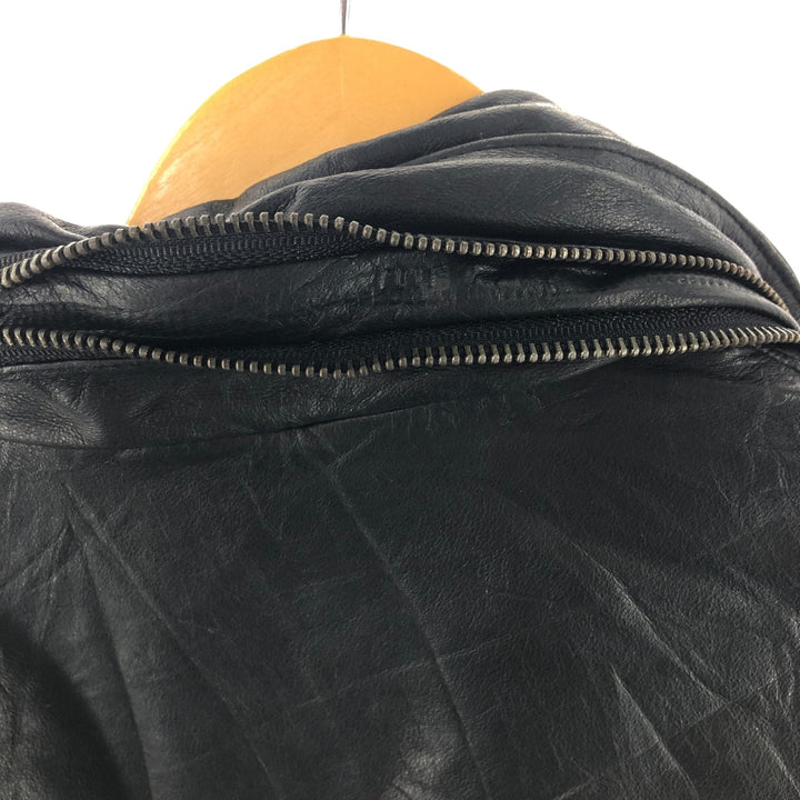 Padded leather vest, men's size L genuine leather black type Vintage Second Hand