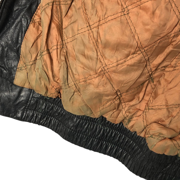 Padded leather vest, men's size L genuine leather black type Vintage Second Hand