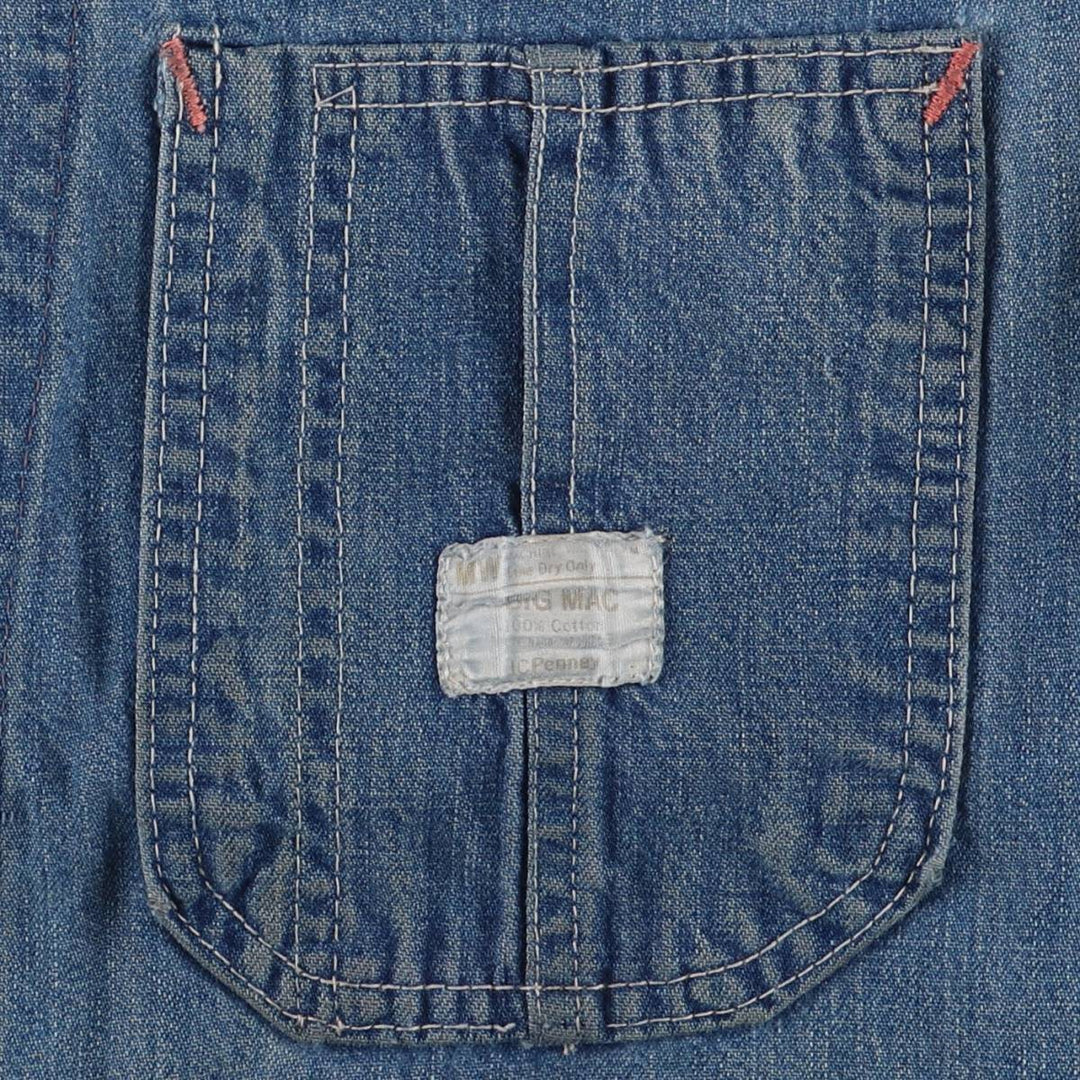 70'S JCPenney BIG MAC denim coveralls, men's size L, vintage cotton blue type Vintage Second Hand