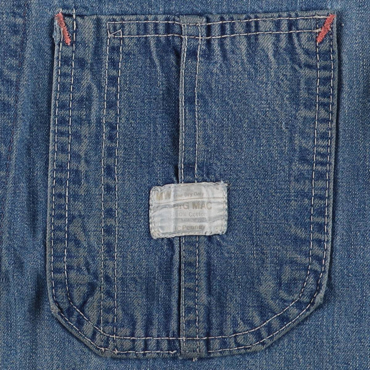 70'S JCPenney BIG MAC denim coveralls, men's size L, vintage cotton blue type Vintage Second Hand