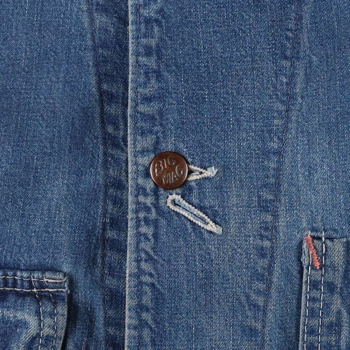 70'S JCPenney BIG MAC denim coveralls, men's size L, vintage cotton blue type Vintage Second Hand