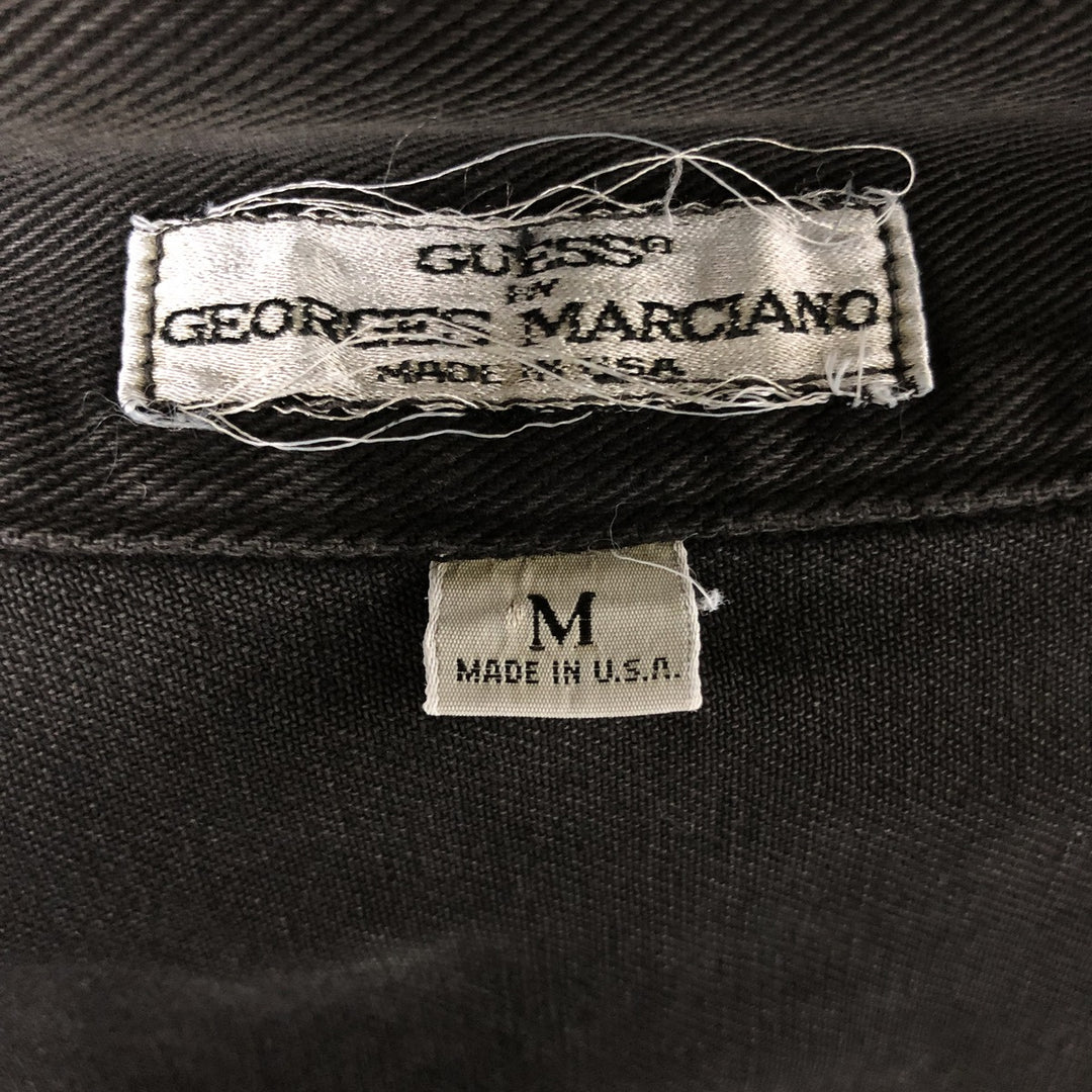 90'S Guess BY GEORGES MARCIANO Black Denim Jacket, Made in USA, Men's M Size, Vintage cotton black type Vintage Second Hand