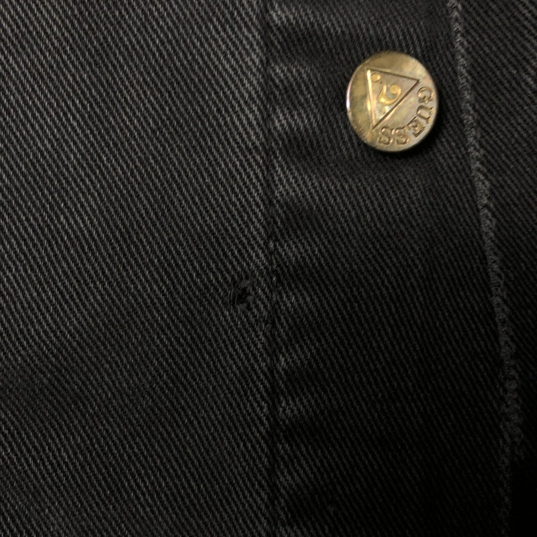 90'S Guess BY GEORGES MARCIANO Black Denim Jacket, Made in USA, Men's M Size, Vintage cotton black type Vintage Second Hand