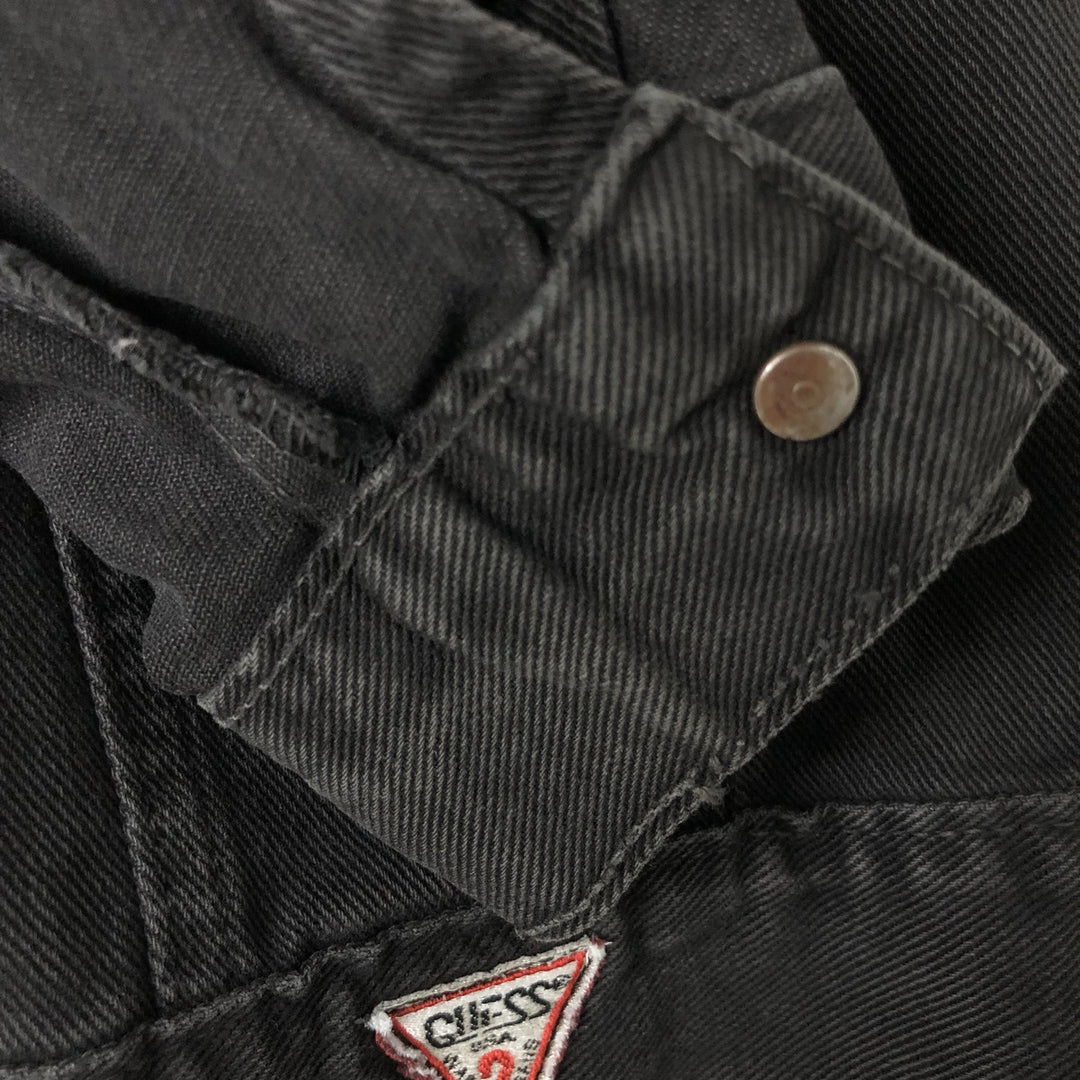 90'S Guess BY GEORGES MARCIANO Black Denim Jacket, Made in USA, Men's M Size, Vintage cotton black type Vintage Second Hand