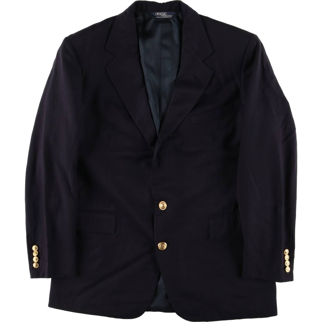 90'S Polo by Ralph Lauren Navy blazer, tailored jacket, made in USA, men's size M, vintage unknown navy blue type Vintage Second Hand