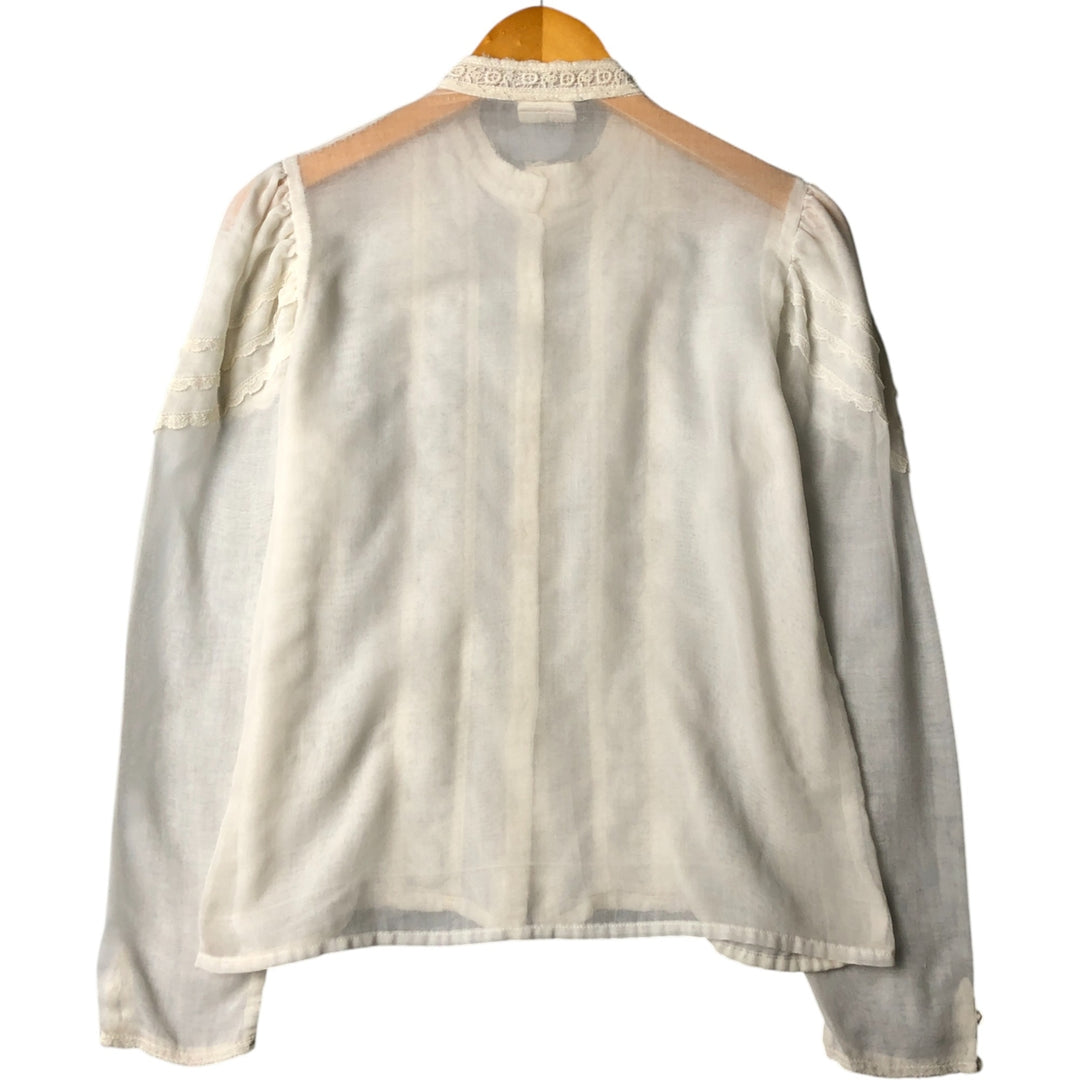 70'S Gunne Sax Gunnies stand collar long sleeve ruffle blouse women's size S vintage unclear white type Vintage Second Hand