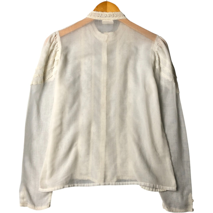 70'S Gunne Sax Gunnies stand collar long sleeve ruffle blouse women's size S vintage unclear white type Vintage Second Hand