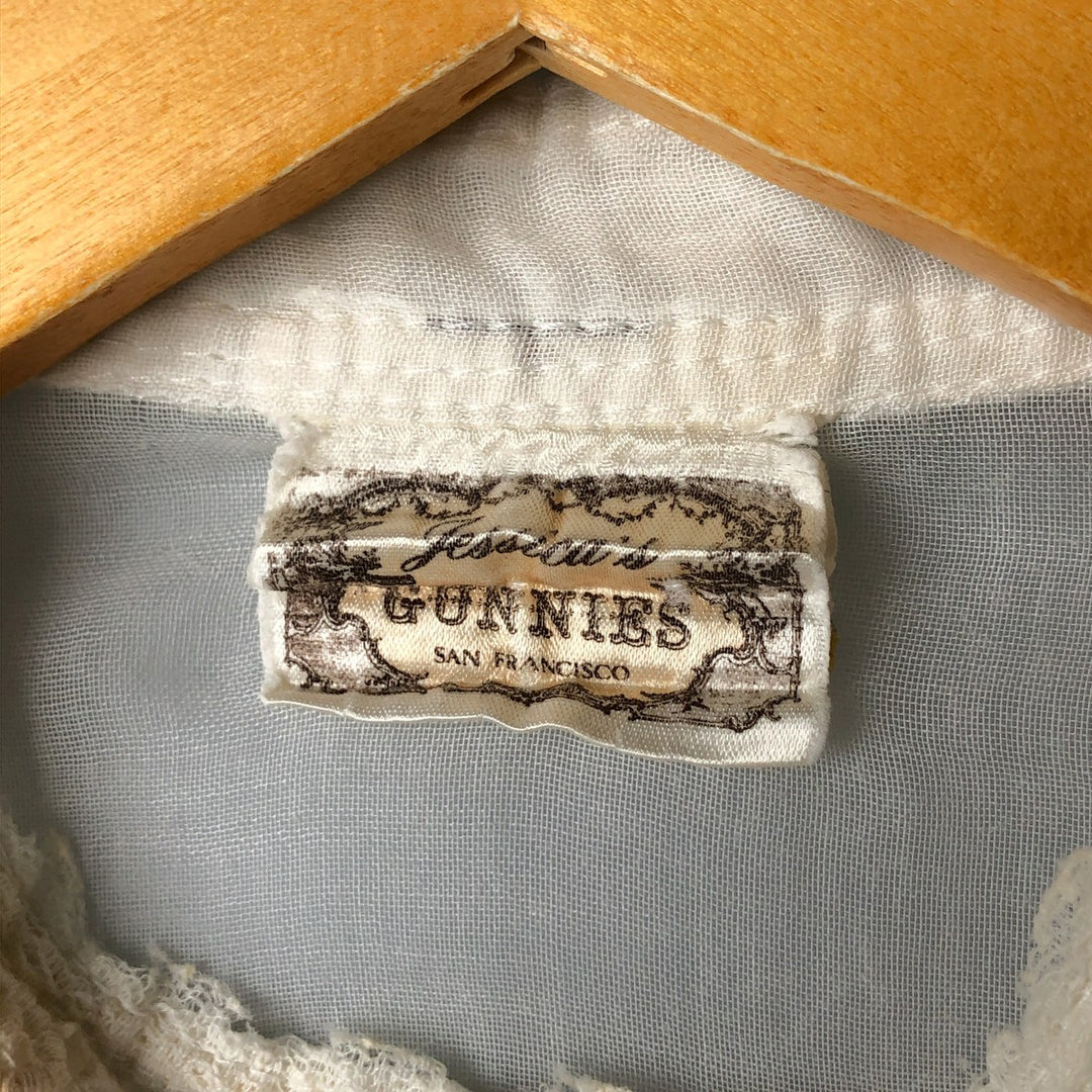 70'S Gunne Sax Gunnies stand collar long sleeve ruffle blouse women's size S vintage unclear white type Vintage Second Hand