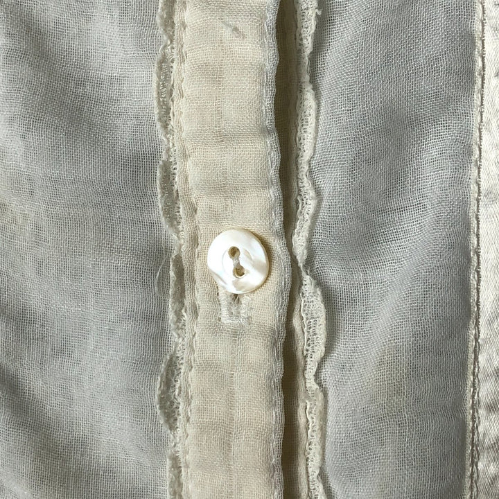 70'S Gunne Sax Gunnies stand collar long sleeve ruffle blouse women's size S vintage unclear white type Vintage Second Hand