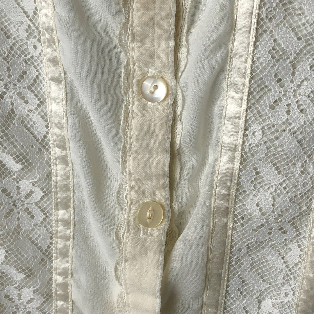 70'S Gunne Sax Gunnies stand collar long sleeve ruffle blouse women's size S vintage unclear white type Vintage Second Hand