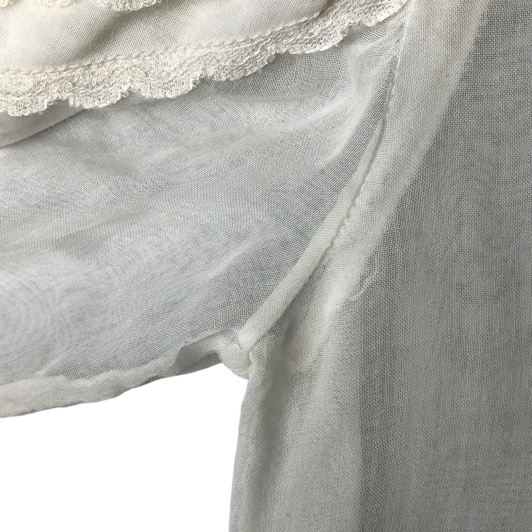 70'S Gunne Sax Gunnies stand collar long sleeve ruffle blouse women's size S vintage unclear white type Vintage Second Hand