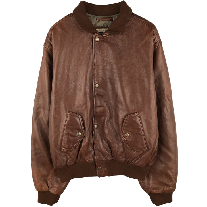 Chevignon padded leather jacket, men's size L Genuine Leather Lamb Leather brown type Vintage Second Hand