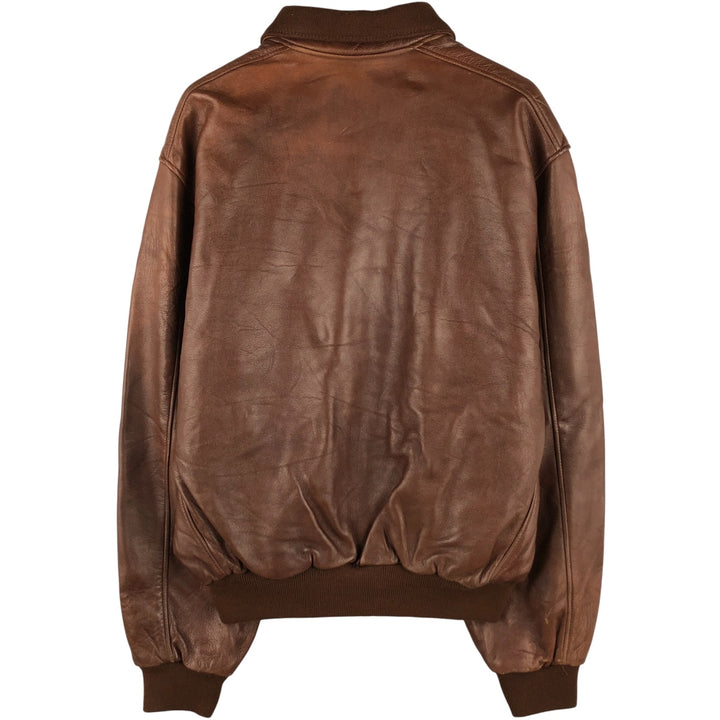 Chevignon padded leather jacket, men's size L Genuine Leather Lamb Leather brown type Vintage Second Hand