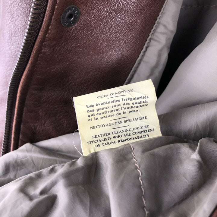 Chevignon padded leather jacket, men's size L Genuine Leather Lamb Leather brown type Vintage Second Hand