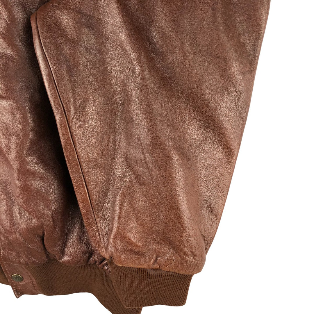 Chevignon padded leather jacket, men's size L Genuine Leather Lamb Leather brown type Vintage Second Hand