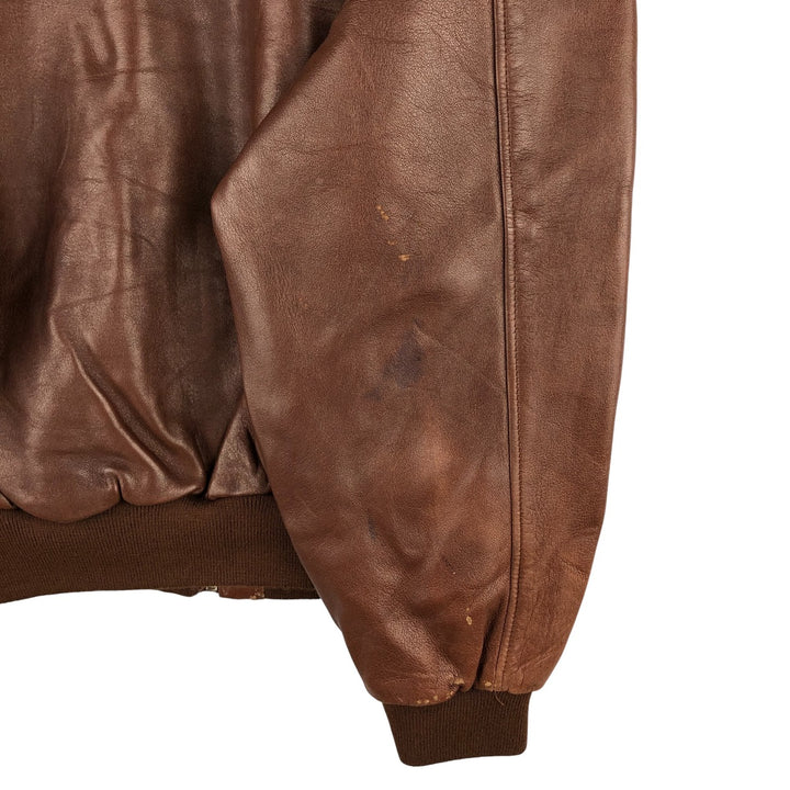 Chevignon padded leather jacket, men's size L Genuine Leather Lamb Leather brown type Vintage Second Hand