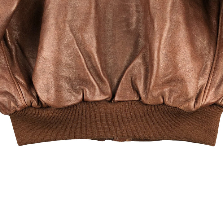 Chevignon padded leather jacket, men's size L Genuine Leather Lamb Leather brown type Vintage Second Hand