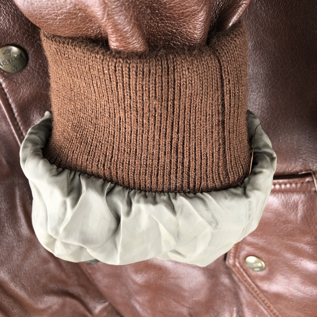 Chevignon padded leather jacket, men's size L Genuine Leather Lamb Leather brown type Vintage Second Hand