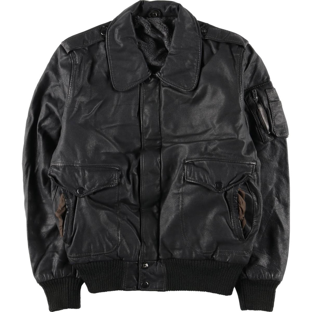 A-2 type padded leather flight jacket, men's size S genuine leather black type Vintage Second Hand