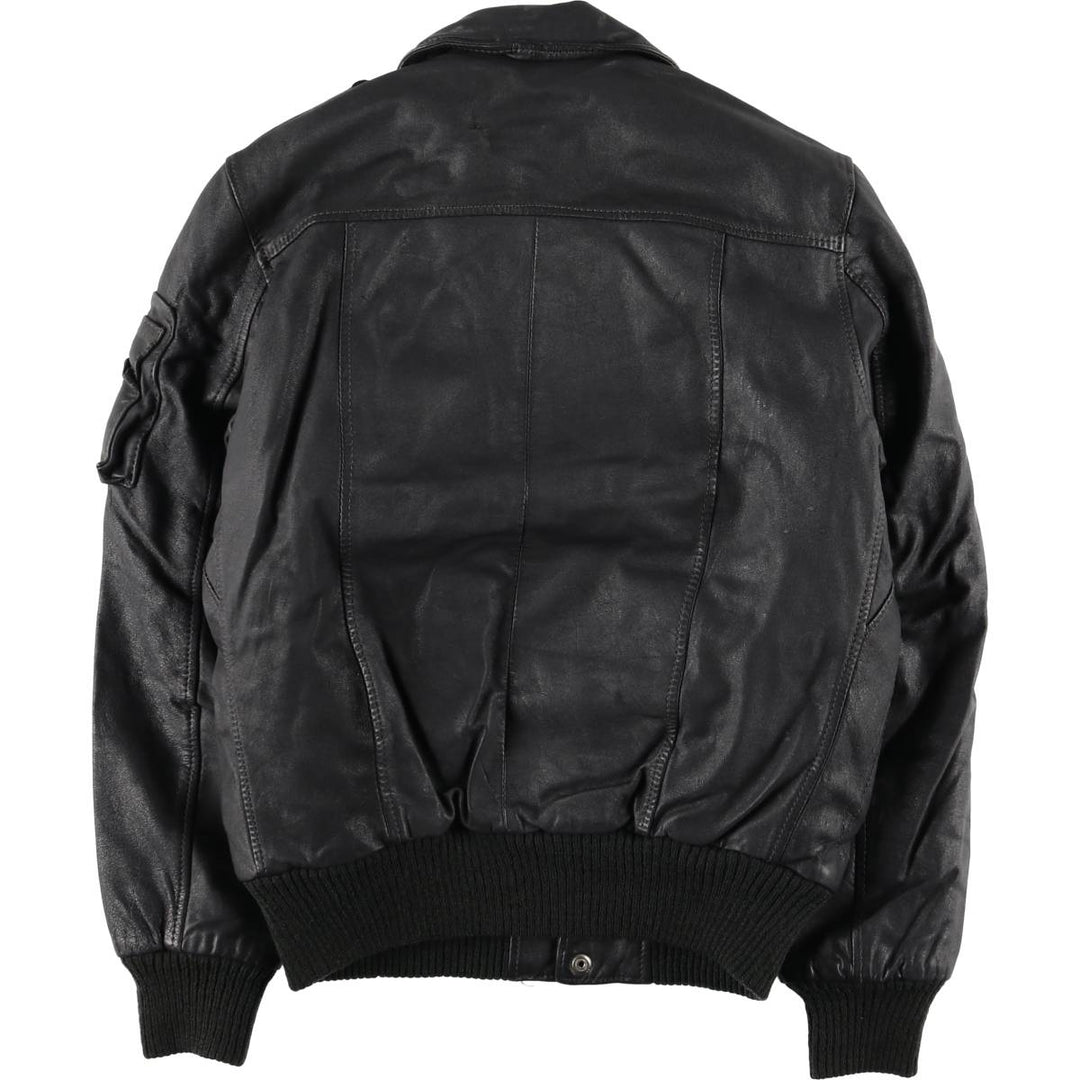 A-2 type padded leather flight jacket, men's size S genuine leather black type Vintage Second Hand