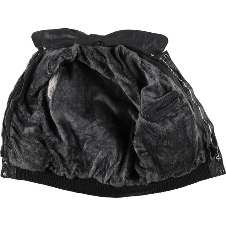 A-2 type padded leather flight jacket, men's size S genuine leather black type Vintage Second Hand