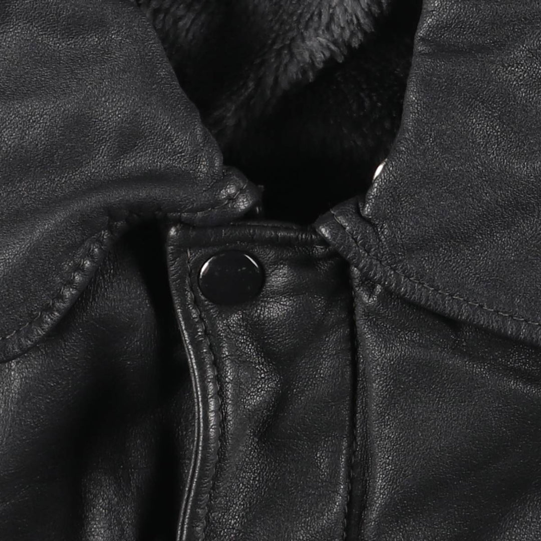 A-2 type padded leather flight jacket, men's size S genuine leather black type Vintage Second Hand