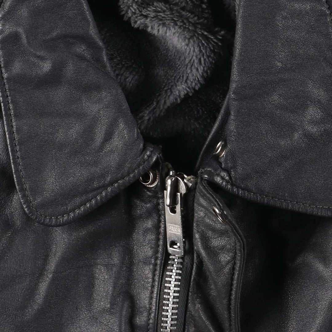 A-2 type padded leather flight jacket, men's size S genuine leather black type Vintage Second Hand