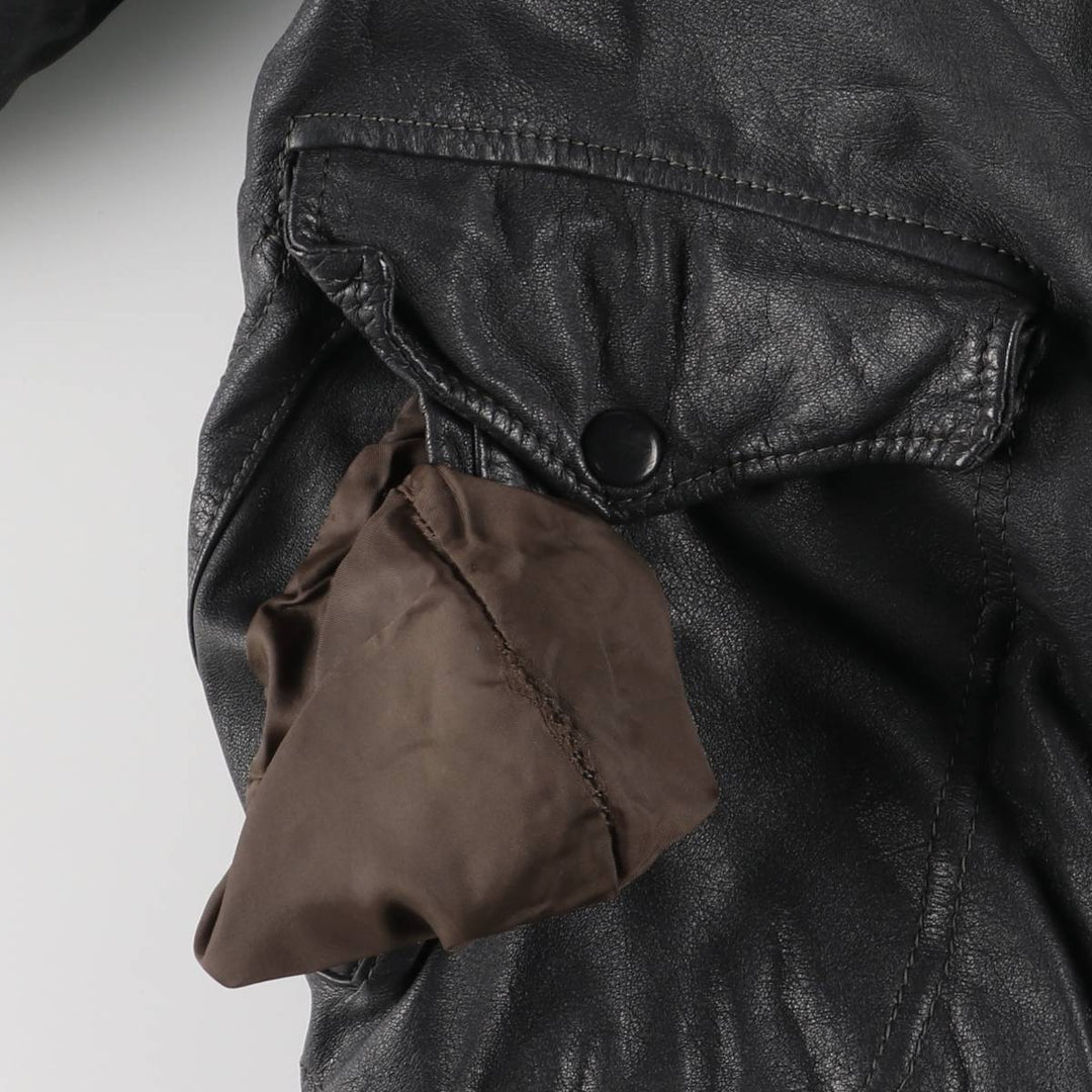 A-2 type padded leather flight jacket, men's size S genuine leather black type Vintage Second Hand