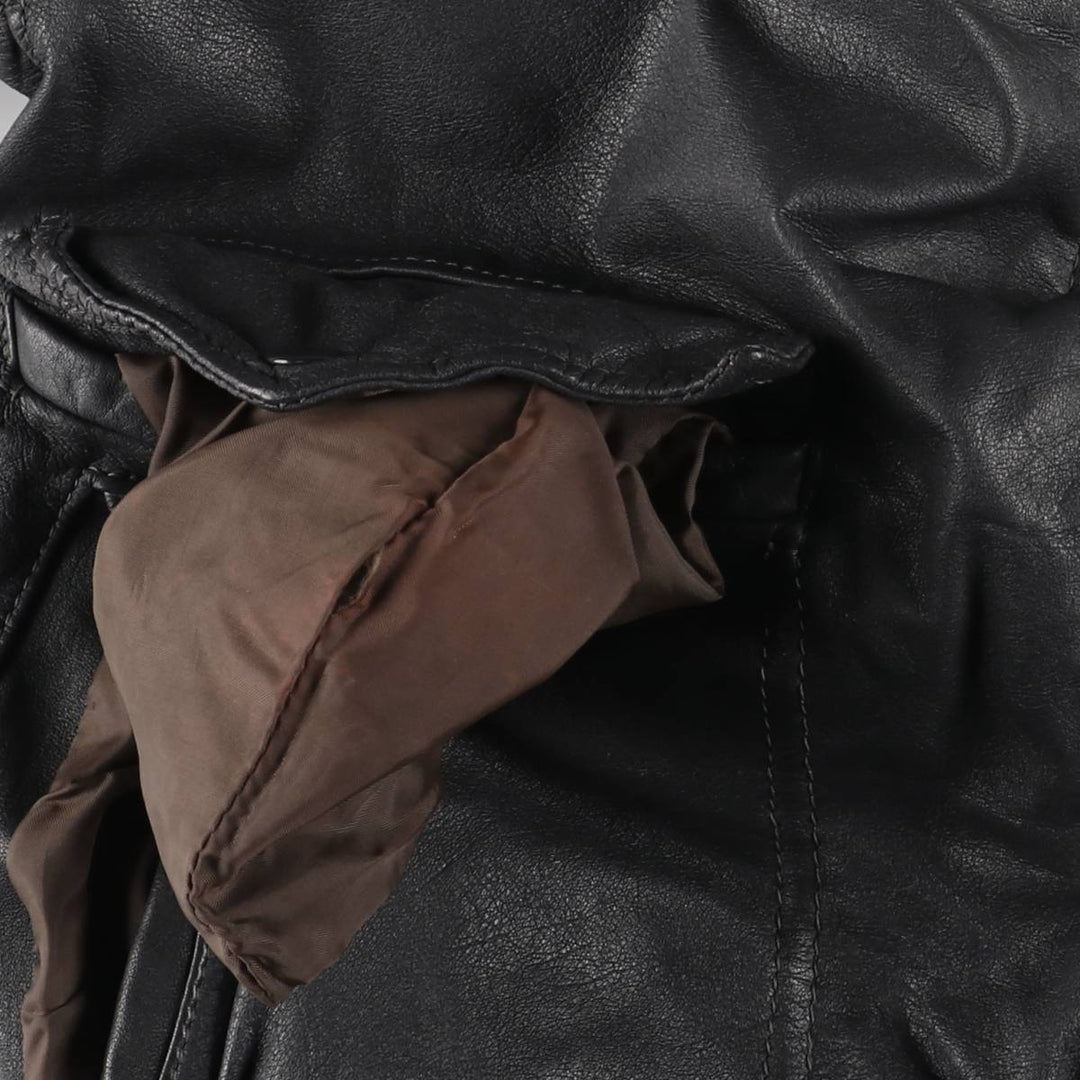A-2 type padded leather flight jacket, men's size S genuine leather black type Vintage Second Hand