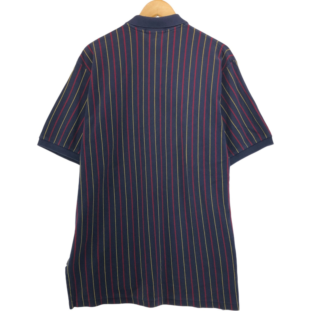 90'S Polo by Ralph Lauren Stripe Pattern Short Sleeve Polo Shirt Made in USA Men's XL Vintage cotton Indigo Vintage Second Hand