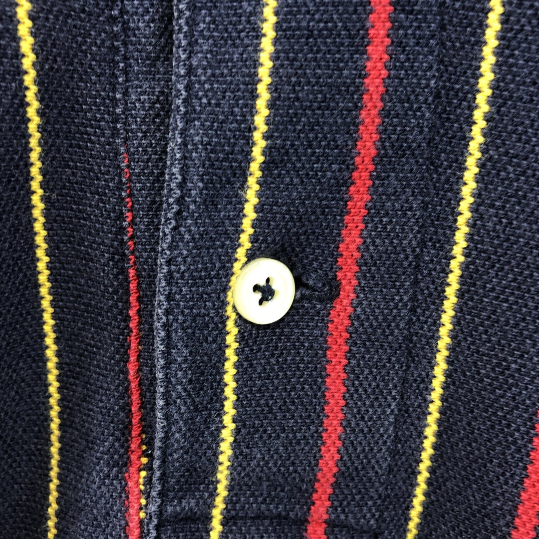 90'S Polo by Ralph Lauren Stripe Pattern Short Sleeve Polo Shirt Made in USA Men's XL Vintage cotton Indigo Vintage Second Hand