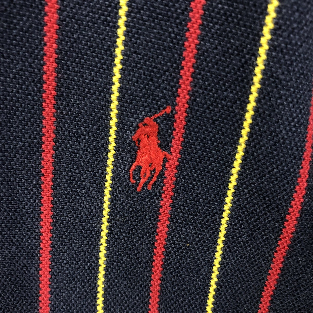 90'S Polo by Ralph Lauren Stripe Pattern Short Sleeve Polo Shirt Made in USA Men's XL Vintage cotton Indigo Vintage Second Hand