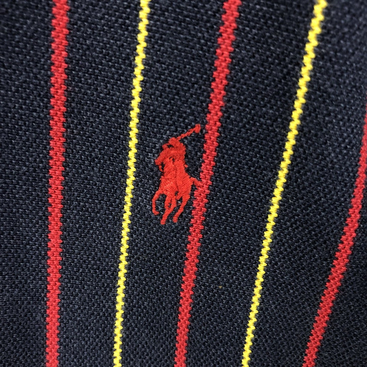 90'S Polo by Ralph Lauren Stripe Pattern Short Sleeve Polo Shirt Made in USA Men's XL Vintage cotton Indigo Vintage Second Hand