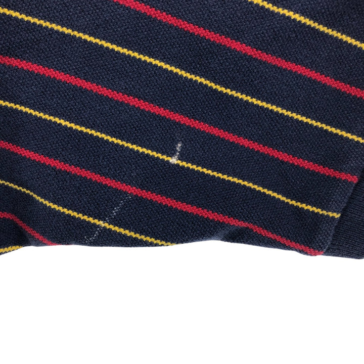 90'S Polo by Ralph Lauren Stripe Pattern Short Sleeve Polo Shirt Made in USA Men's XL Vintage cotton Indigo Vintage Second Hand