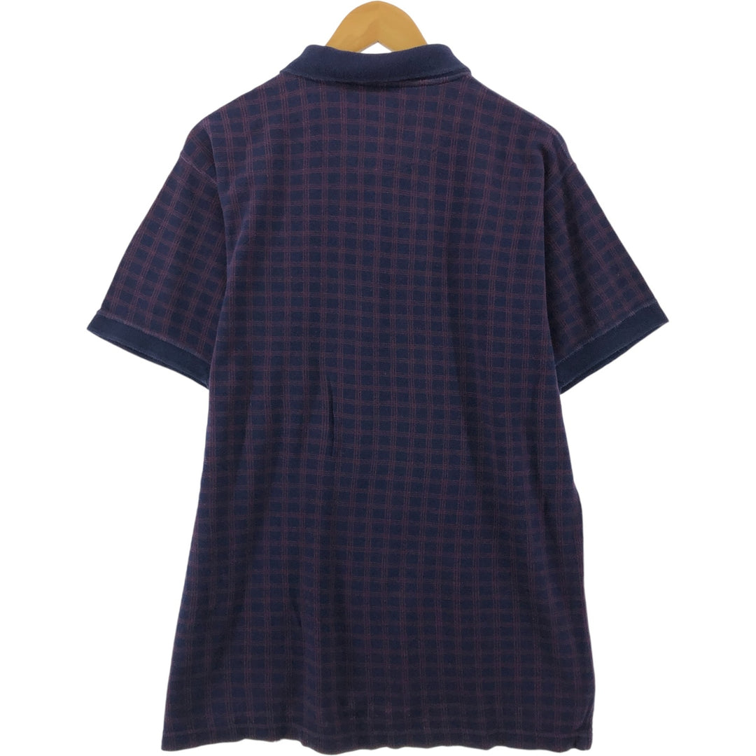 Yves Saint Laurent Check Pattern Short Sleeve Polo Shirt Men's Size S cotton red type Vintage Second Hand