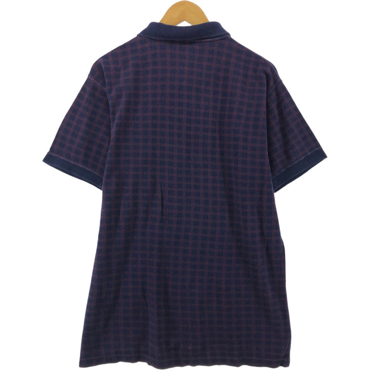 Yves Saint Laurent Check Pattern Short Sleeve Polo Shirt Men's Size S cotton red type Vintage Second Hand