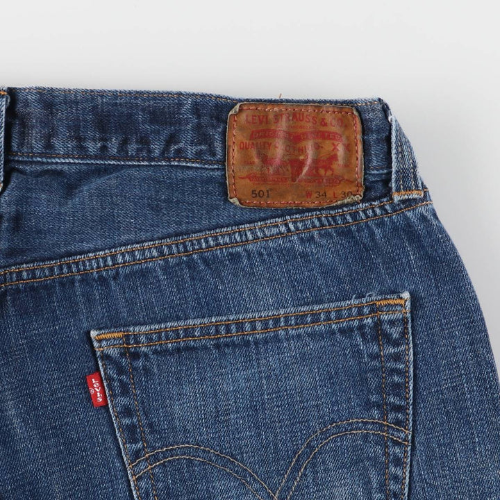 Levi's 501 ORIGINAL STRAIGHT LEG BUTTON FLY straight denim pants for men, equivalent to w35 cotton blue type Vintage Second Hand