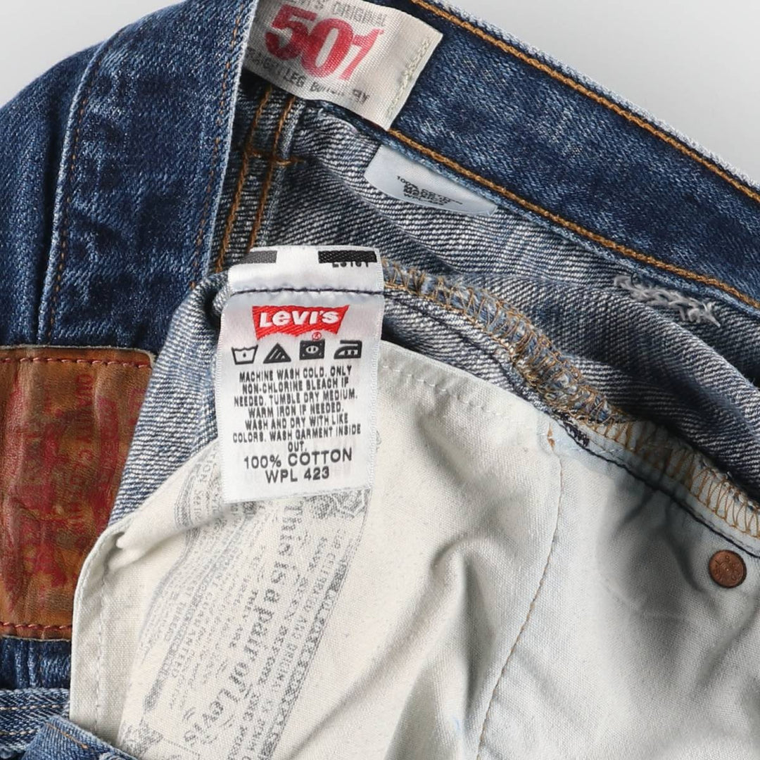 Levi's 501 ORIGINAL STRAIGHT LEG BUTTON FLY straight denim pants for men, equivalent to w35 cotton blue type Vintage Second Hand