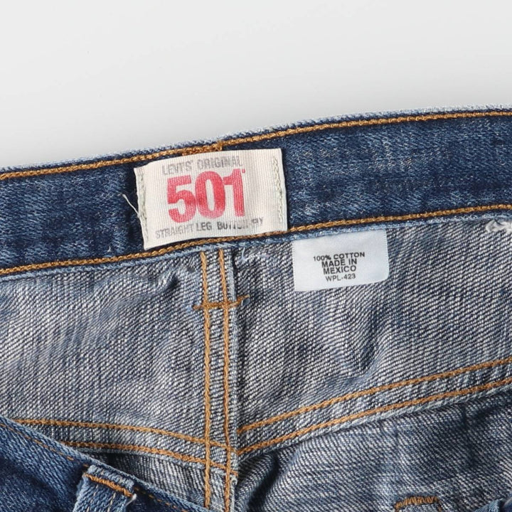 Levi's 501 ORIGINAL STRAIGHT LEG BUTTON FLY straight denim pants for men, equivalent to w35 cotton blue type Vintage Second Hand
