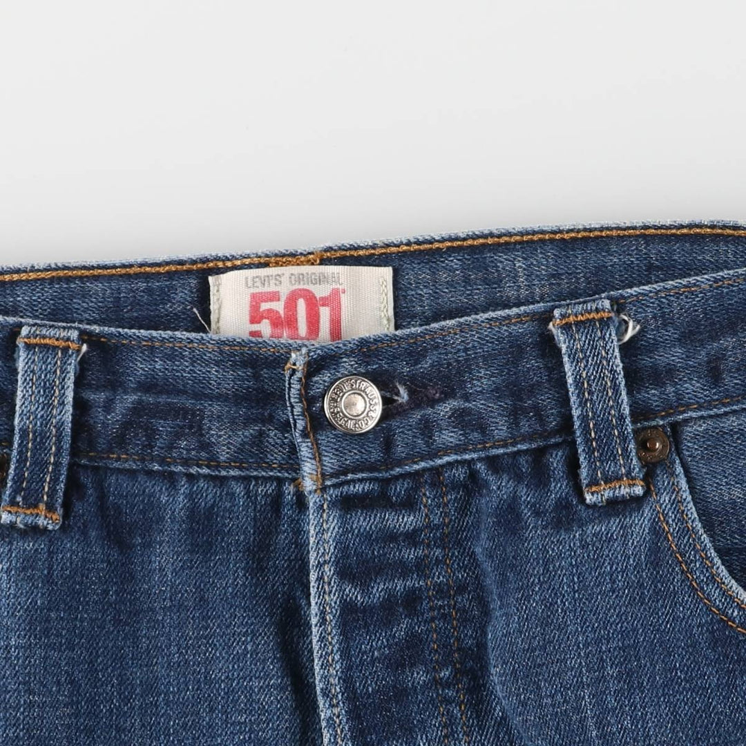 Levi's 501 ORIGINAL STRAIGHT LEG BUTTON FLY straight denim pants for men, equivalent to w35 cotton blue type Vintage Second Hand
