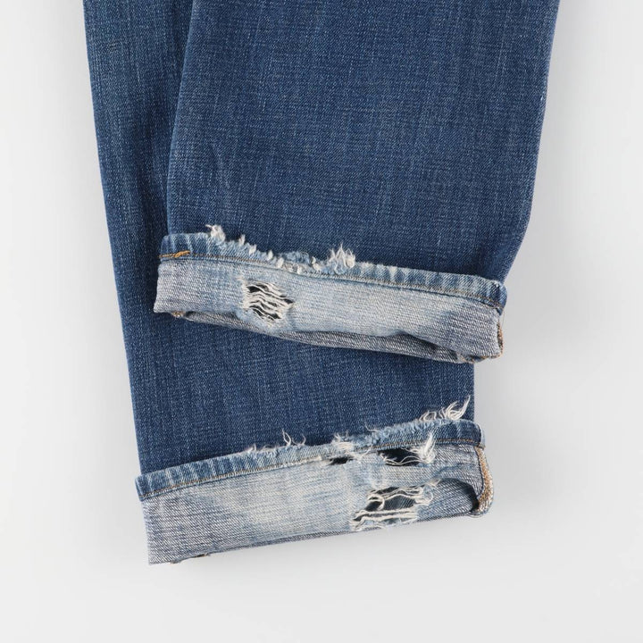 Levi's 501 ORIGINAL STRAIGHT LEG BUTTON FLY straight denim pants for men, equivalent to w35 cotton blue type Vintage Second Hand