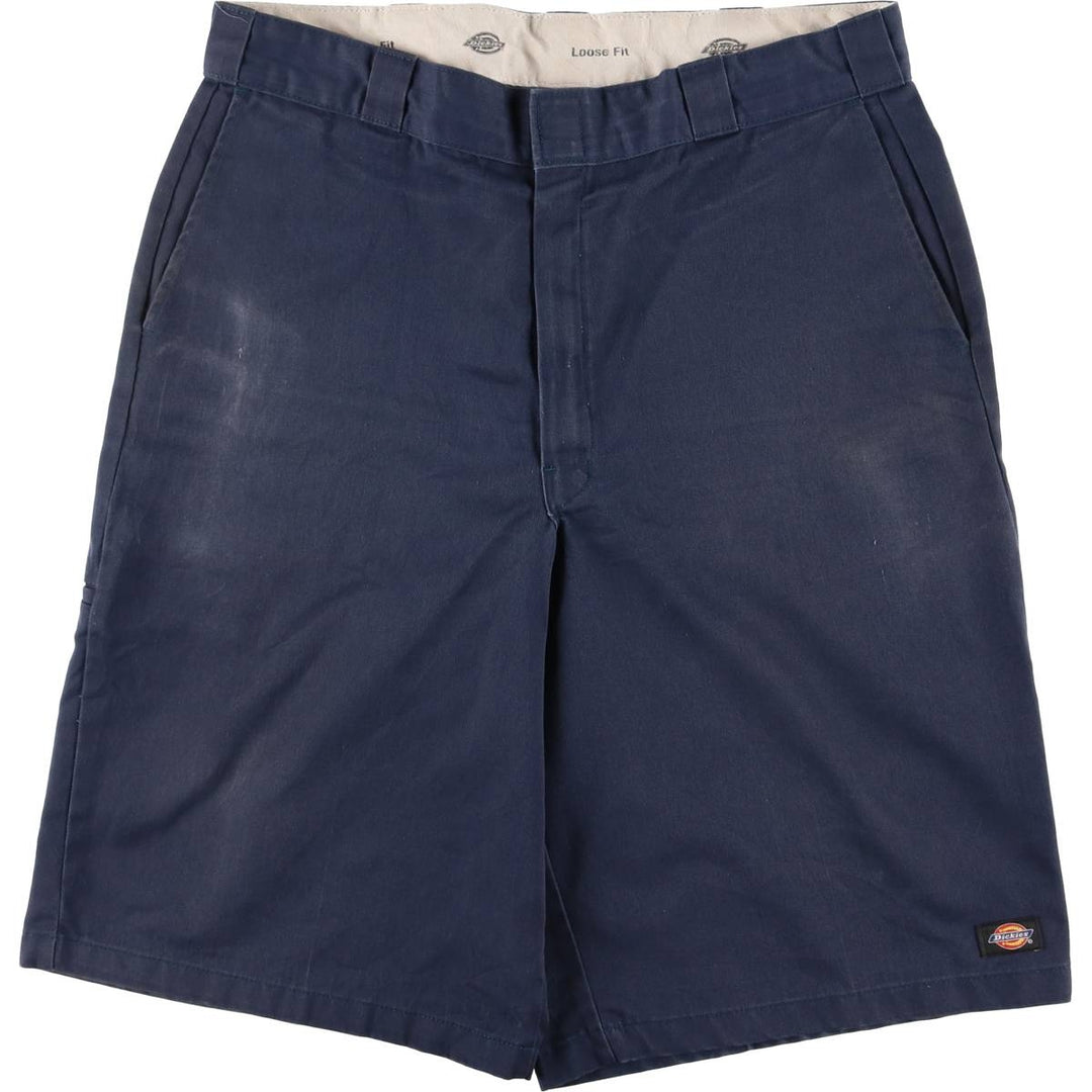 Dickies Loose Fit Work Shorts, Half Pants, Men's, W36 equivalent polyester navy blue type Vintage Second Hand