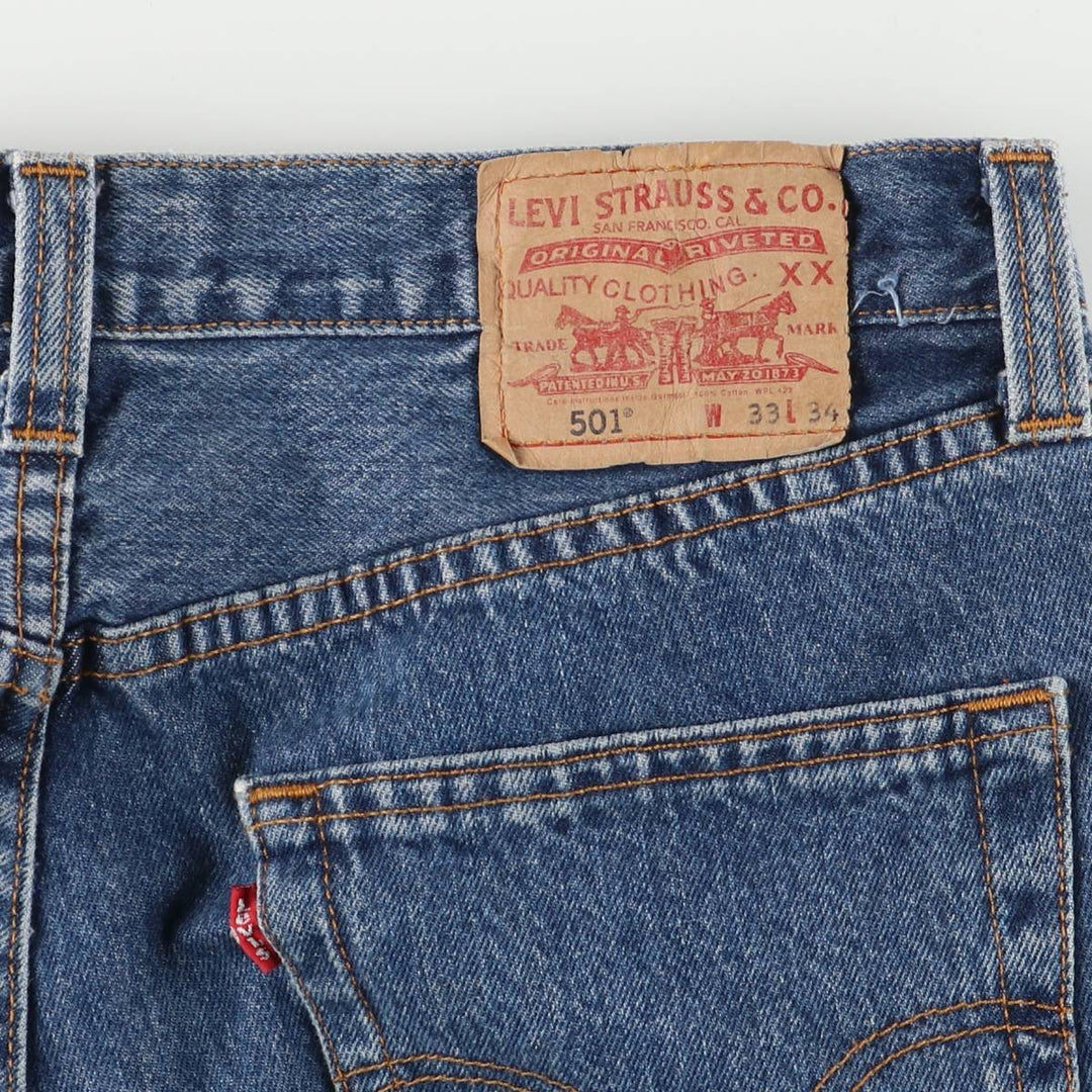 Levi's 501 straight denim pants for men, size W34 cotton blue type Vintage Second Hand