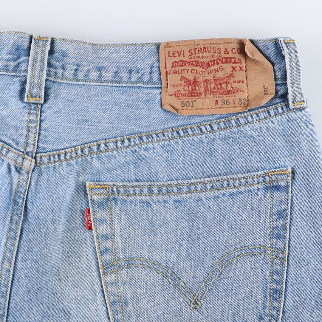 Levi's 501 straight denim pants for men, size W36 cotton Blue type light blue Vintage Second Hand