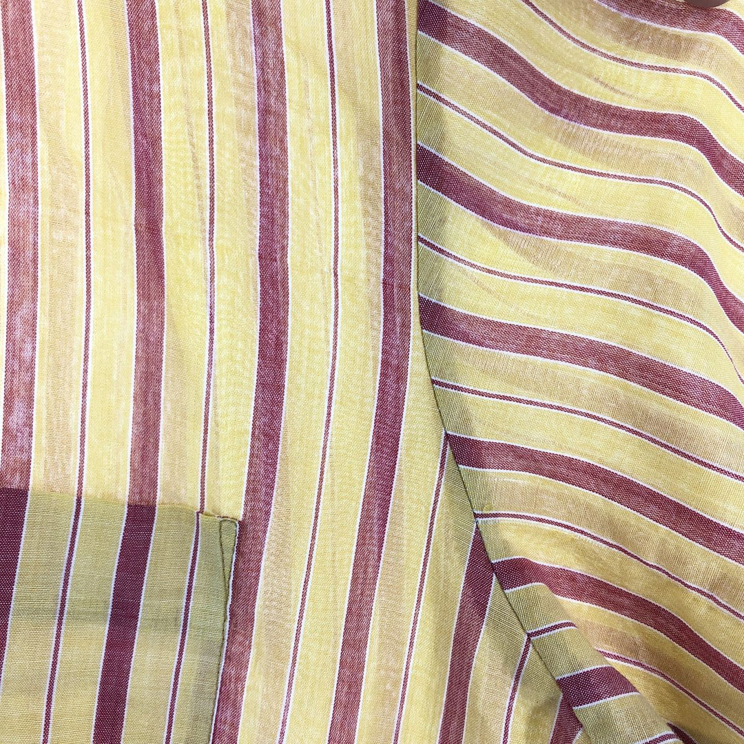 70'S FILENE'S Short Sleeve Striped Shirt, Men's M Size, Vintage polyester yellow type Vintage Second Hand