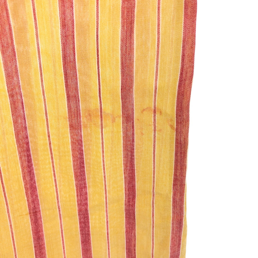 70'S FILENE'S Short Sleeve Striped Shirt, Men's M Size, Vintage polyester yellow type Vintage Second Hand