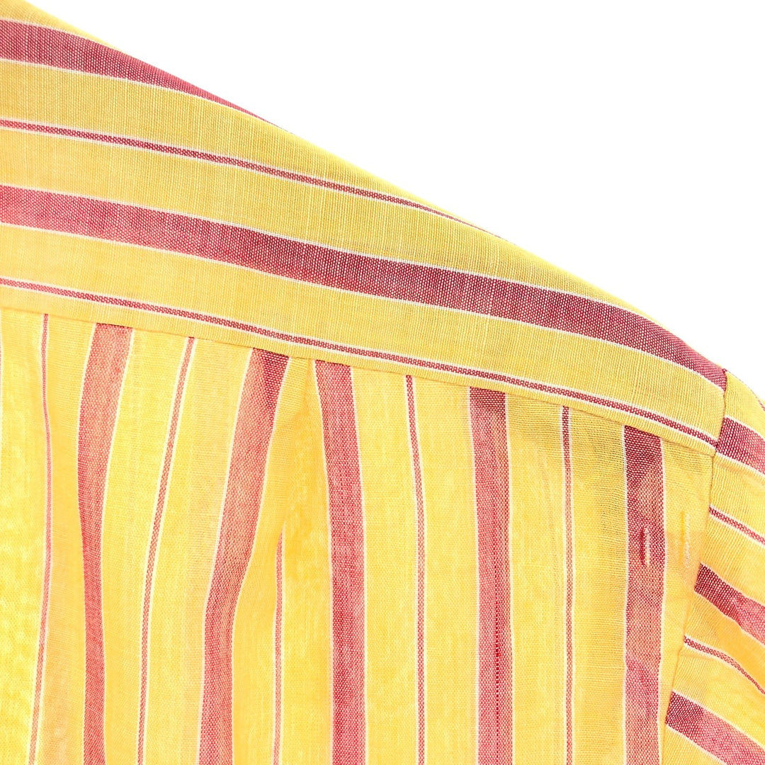 70'S FILENE'S Short Sleeve Striped Shirt, Men's M Size, Vintage polyester yellow type Vintage Second Hand