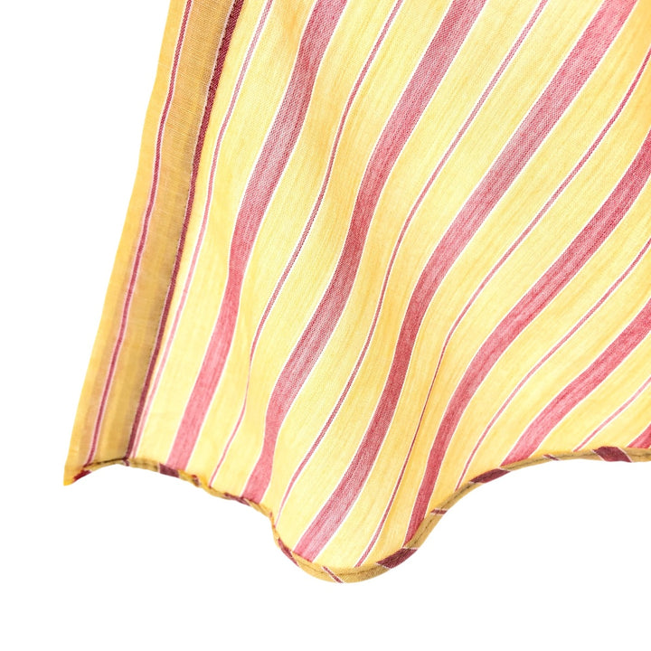 70'S FILENE'S Short Sleeve Striped Shirt, Men's M Size, Vintage polyester yellow type Vintage Second Hand