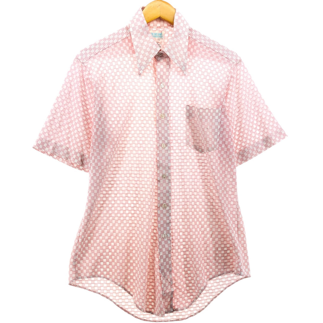 70'S THE KNIT SHIRT FOR DRESS OR SPORT short sleeve check shirt men's M size vintage unclear red type Vintage Second Hand